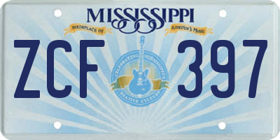 MS license plate ZCF397