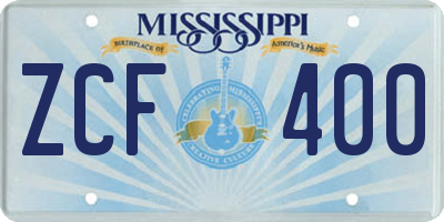 MS license plate ZCF400