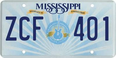 MS license plate ZCF401