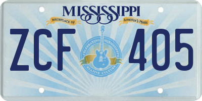 MS license plate ZCF405