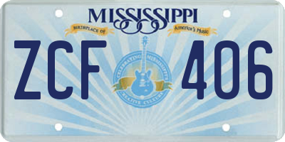MS license plate ZCF406