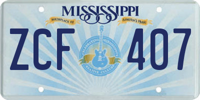 MS license plate ZCF407