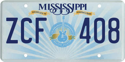 MS license plate ZCF408