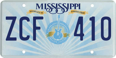 MS license plate ZCF410