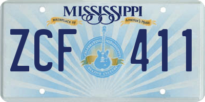 MS license plate ZCF411