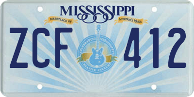 MS license plate ZCF412