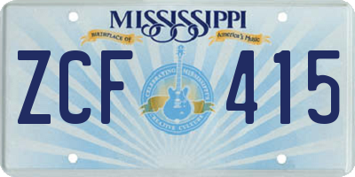 MS license plate ZCF415