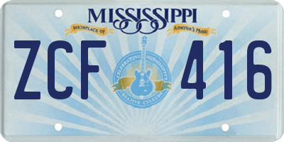 MS license plate ZCF416