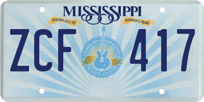 MS license plate ZCF417