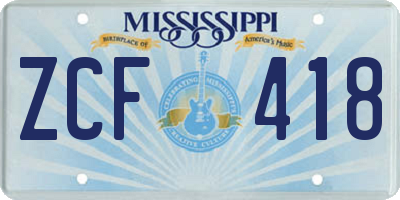 MS license plate ZCF418