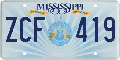 MS license plate ZCF419