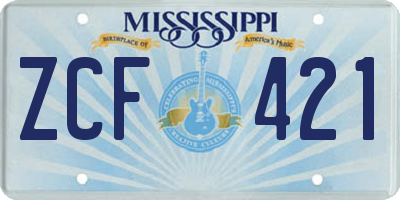 MS license plate ZCF421