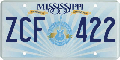 MS license plate ZCF422