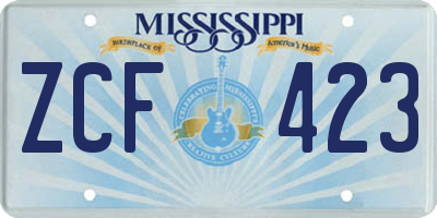 MS license plate ZCF423