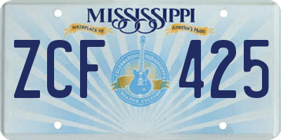 MS license plate ZCF425
