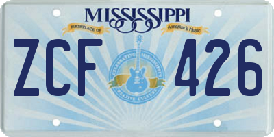 MS license plate ZCF426