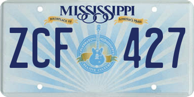 MS license plate ZCF427