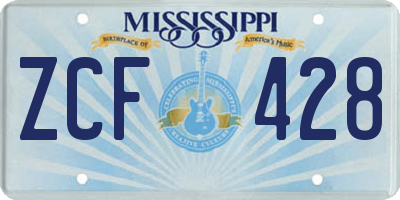 MS license plate ZCF428