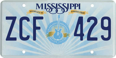 MS license plate ZCF429