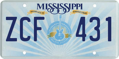 MS license plate ZCF431