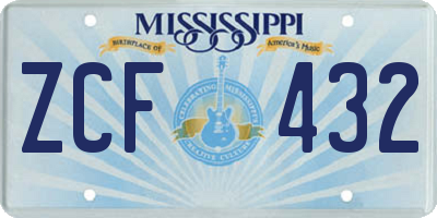 MS license plate ZCF432
