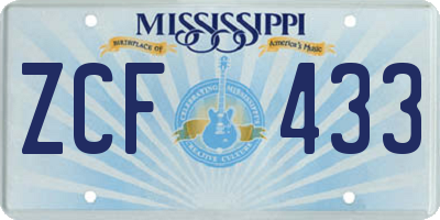 MS license plate ZCF433