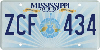 MS license plate ZCF434