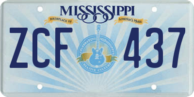 MS license plate ZCF437