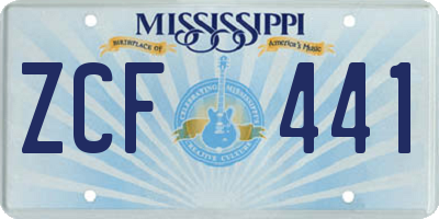 MS license plate ZCF441