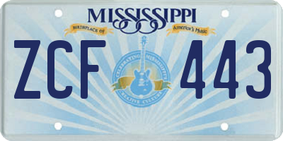 MS license plate ZCF443