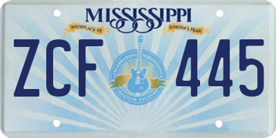 MS license plate ZCF445