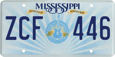 MS license plate ZCF446
