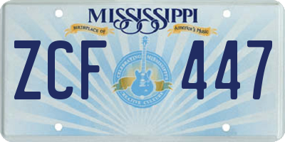 MS license plate ZCF447