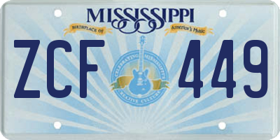 MS license plate ZCF449