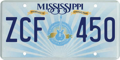 MS license plate ZCF450