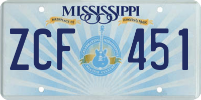 MS license plate ZCF451
