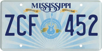 MS license plate ZCF452