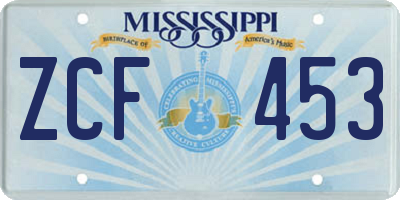 MS license plate ZCF453