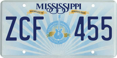 MS license plate ZCF455