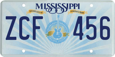 MS license plate ZCF456