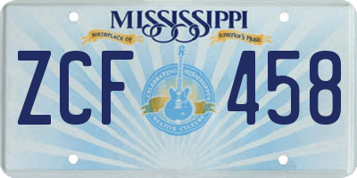 MS license plate ZCF458