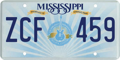 MS license plate ZCF459