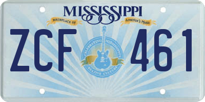 MS license plate ZCF461