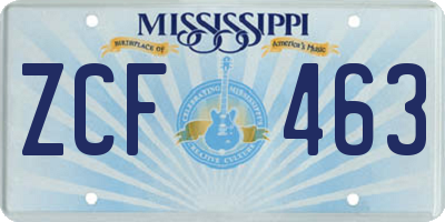 MS license plate ZCF463