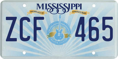 MS license plate ZCF465