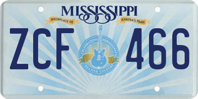 MS license plate ZCF466
