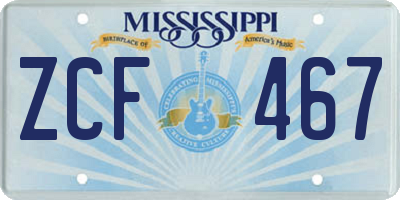 MS license plate ZCF467