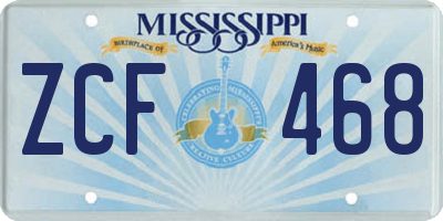MS license plate ZCF468