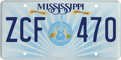 MS license plate ZCF470