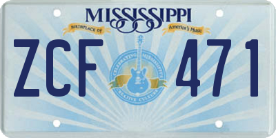 MS license plate ZCF471